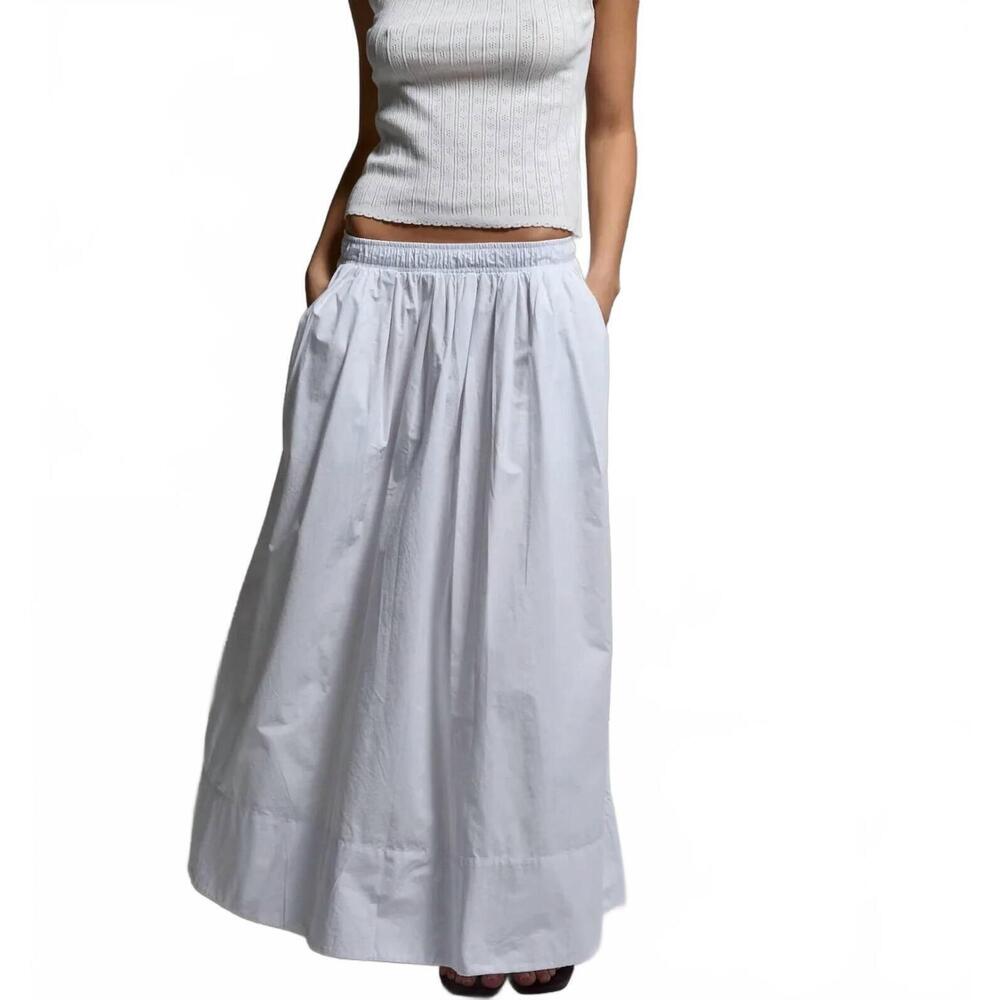 NEW ASHER kate poplin pleated skirt in white